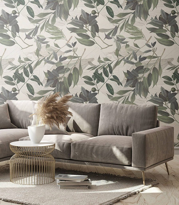 Custom botanical olive green wallpaper Electrifying Olive Green Décor To Energize Your Environment