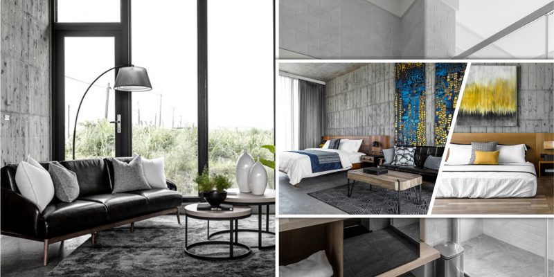 Inspiring home design with industrial style concrete themed interior fi