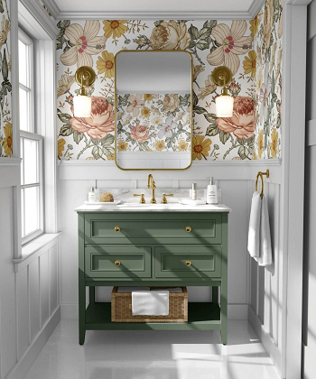 Loud floral peel and stick wallpaper Electrifying Olive Green Décor To Energize Your Environment