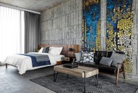 Mid century bedroom in industrial theme