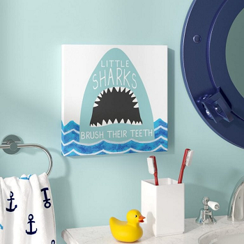 Sharks wall item Funniest Bathroom Decoration To Entertain Your Kids During Bath Time