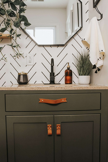 Unique leather hardware handles and pulls Electrifying Olive Green Décor To Energize Your Environment