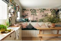 American folk art-inspired wallpaper