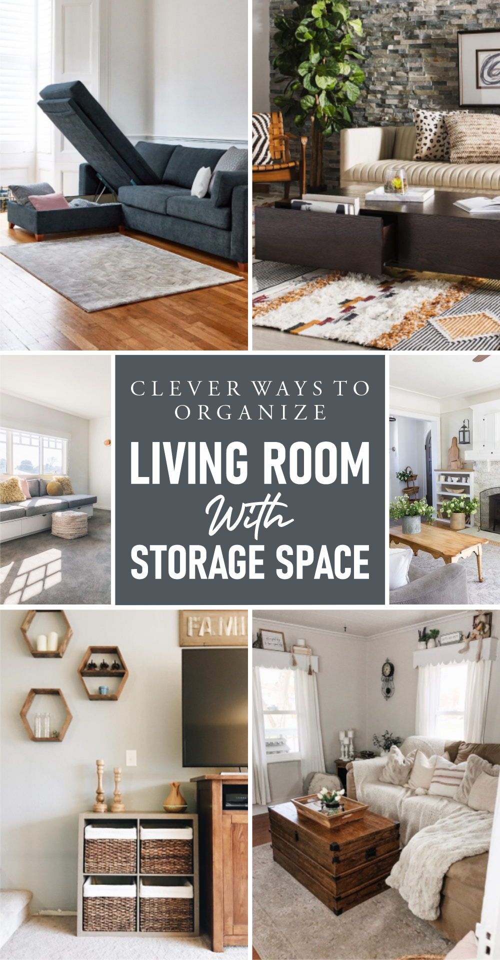 Clever ways to organize living room with storage space 1