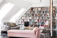 Cozy pink home library