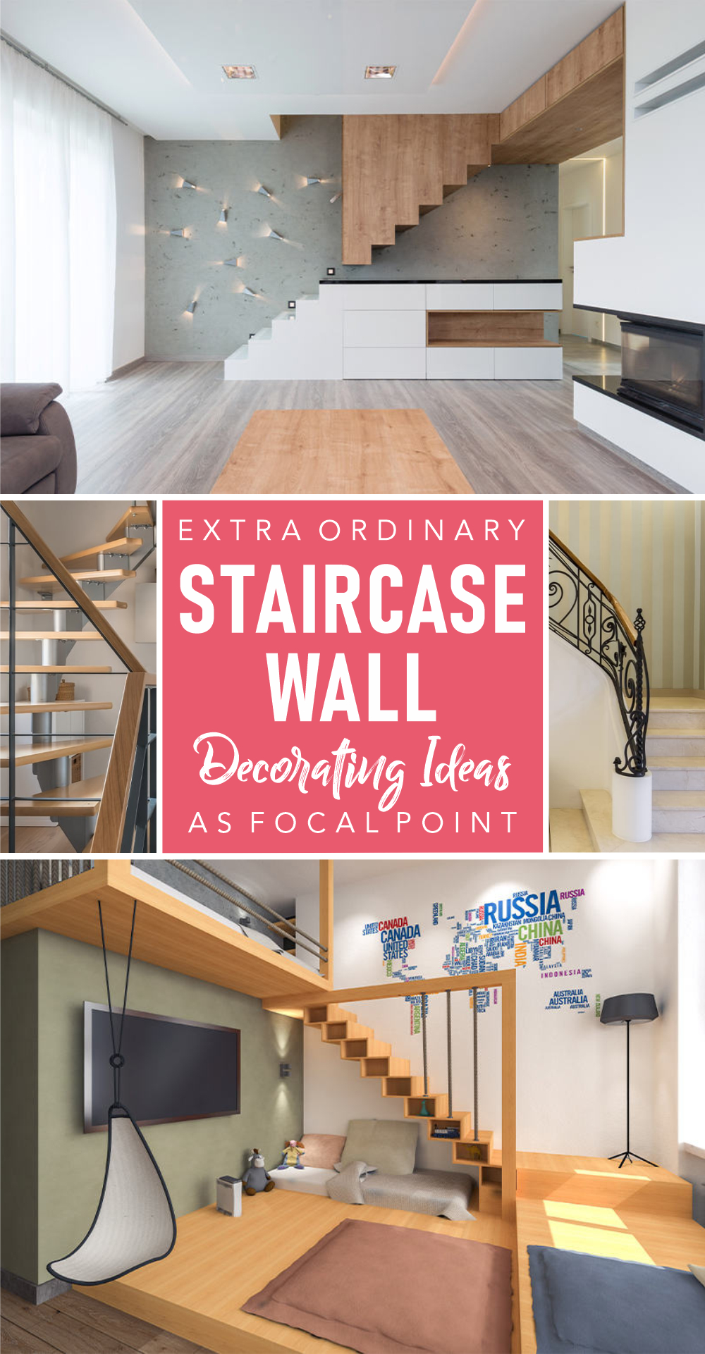 Extra ordinary staircase wall decorating ideas as focal point 1