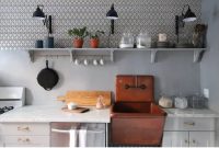 Geometric wallpaper for kitchen