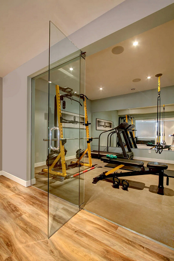 Glass wall gym Power Booster Home Gym Ideas To Keep Your Spirit Up In Exercising