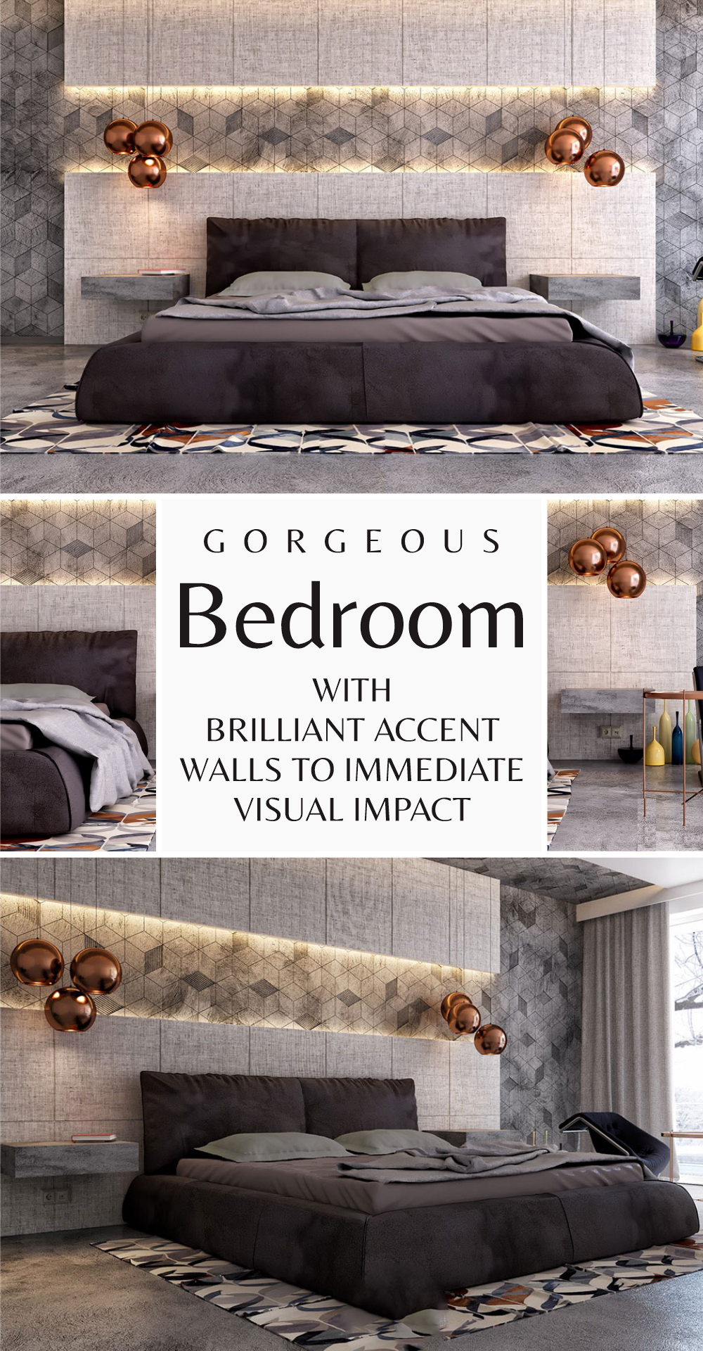 Gorgeous bedroom with brilliant accent walls to immediate visual impact 1