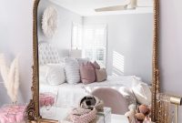 Large mirror with decorative brass finish