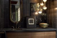 Luxurious black powder room
