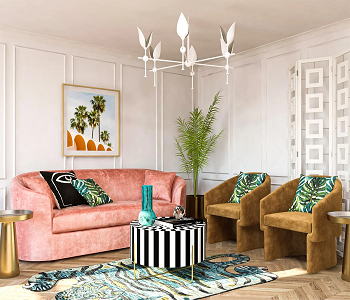 Pink and green palette for glam look How To Present Modern Glam Living Room For Extravagant Style