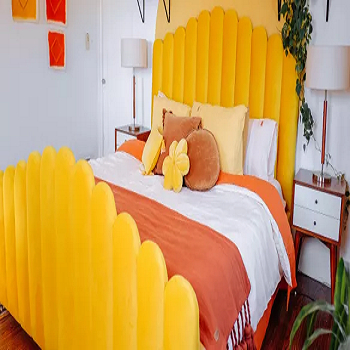 Playful plush headboard Uplifting Yellow Bedroom Collection Ideas For Sunny Mornings And Sweet Dreams