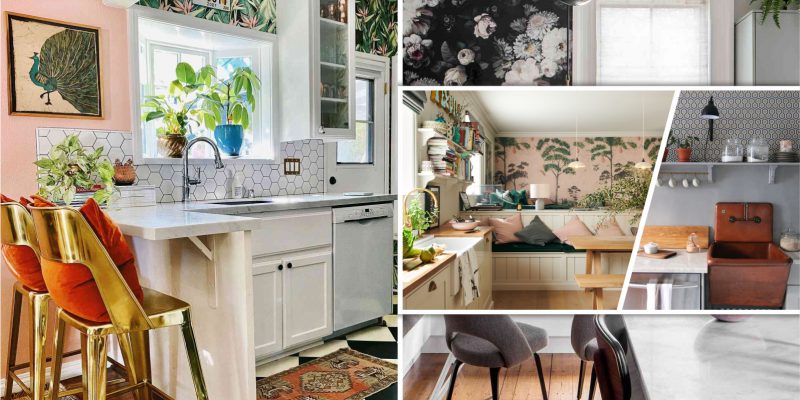 Pretty ways using wallpaper in the kitchen to brighten all things up fi
