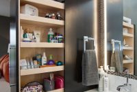 Pull out cabinet in a bathroom