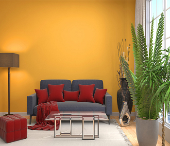 Red, grey, brown, featuring yellow wall Brilliant Color Combination With Yellow Wall For Amusing Journey