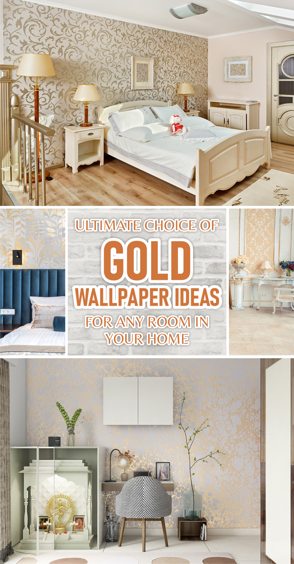 Ultimate choice of gold wallpaper ideas for any room in your home 1
