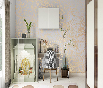 White and gold wallpaper in a study room Ultimate Choice Of Gold Wallpaper Ideas For Any Room In Your Home