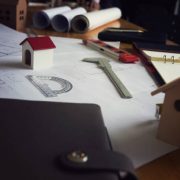 An architect working desk with copy space - architectural concept