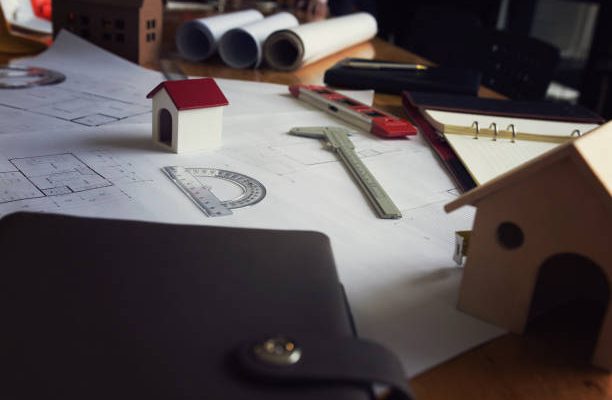 An architect working desk with copy space - architectural concept