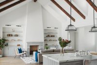 Vaulted ceiling with wooden beams