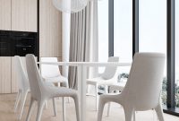 White apartment interior with industrial-style concrete statement walls 3