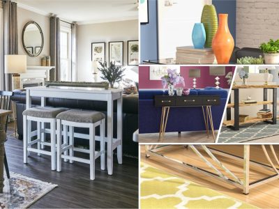 Blending sofa table ideas as statement piece and storage option2