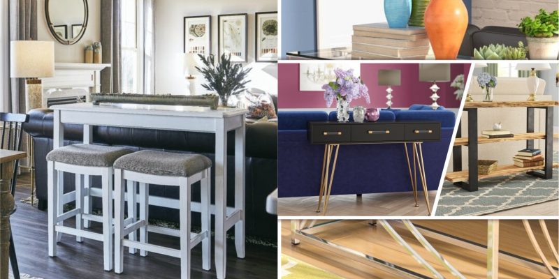 Blending sofa table ideas as statement piece and storage option2