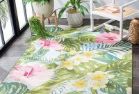 Bright tropical area rug