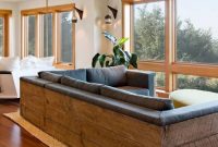 Cozy seating space with rough wood