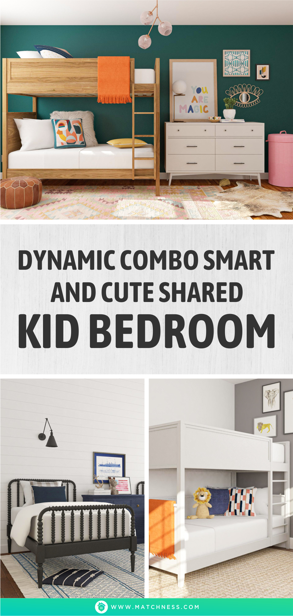 Dynamic combo smart and cute shared kid bedroom1