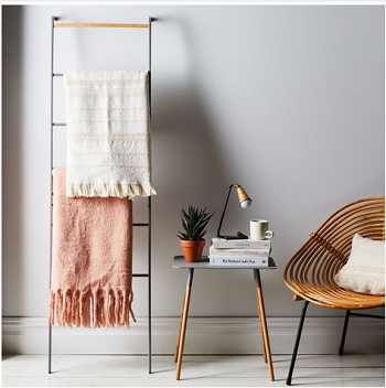 Minimalist industrial blanket ladder Elevating Living Room Space With Forever Stylish Blanket Ladders