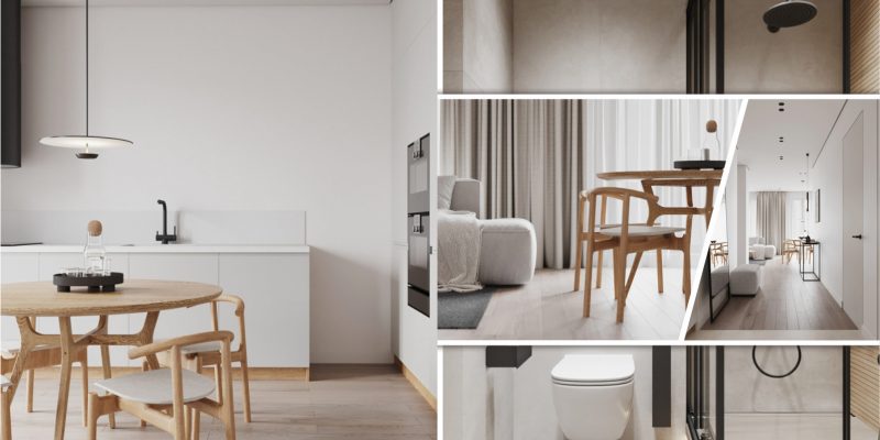 Modern white apartment interior that lightly warmed with natural wood2