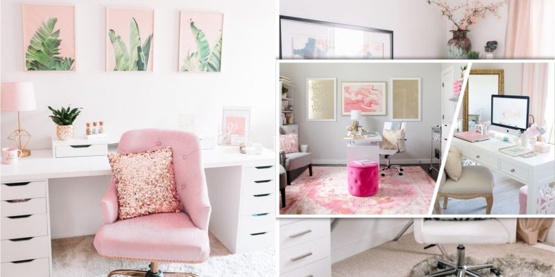 Pinky darling look of feminine home office decor ideas for peaceful working space fi