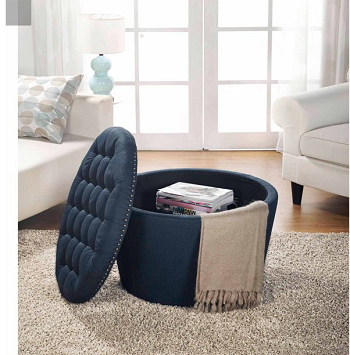 Round tufted storage ottoman with nail heads Presenting Stylish Coffee Table But Kid-Friendly While Playing