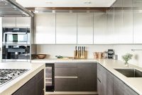 Sleek kitchen with silver and gray cabinets