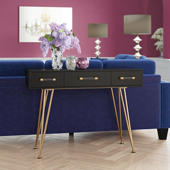 Sofa table with hairpin legs Blending Sofa Table Ideas As Statement Piece And Storage Option