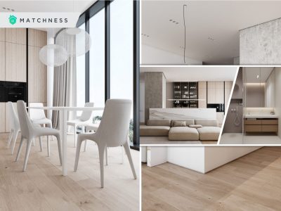 White apartment interior with industrial-style concrete statement walls2