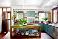 Blue and purple kitchen