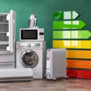 Energy efficiency of home kitchen appliances concept. 3d illustration