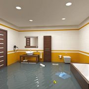 Flooding bathroom interior ( 3d rendering )
