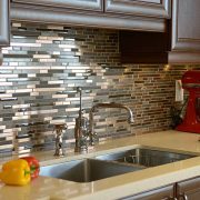 Interior of brand new kitchen in north american residence.