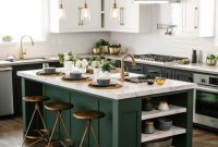 Large kitchen island with open shelves