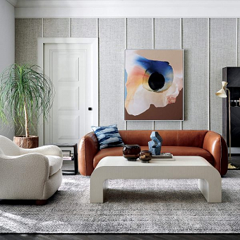 Cream color boucle lounge chair color feat brown leather couch Types Of Accent Chair To Pair With Brown Leather Couch For The Best Look