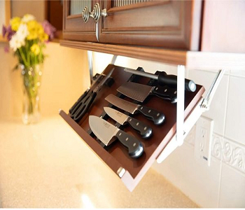 Magnetic under cabinet knife holder Incredibly Stylish Knife Holder Ideas To Keep Everyone Safe In The Kitchen 