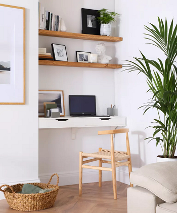 Make it free with shelves Stylish Desk Organization Ideas To Create A Motivated Workspace At Home