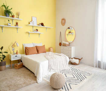 Minimalist yellow featuring cream Appealing Two Tone Bedroom Ideas To Add A Certain Panache