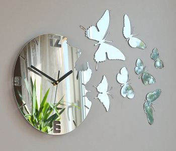 Mirror butterfly wall clock Outlandish Wall Clocks Ideas To Add A Special Flair To Any Living Space