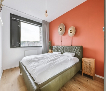 Orange featuring white Appealing Two Tone Bedroom Ideas To Add A Certain Panache