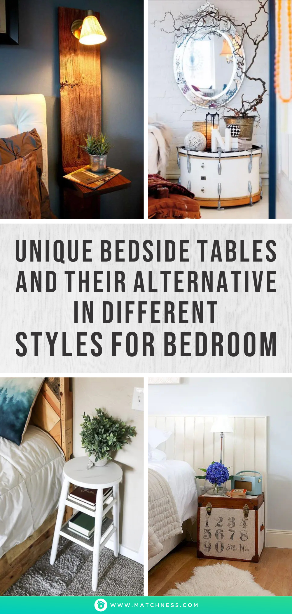 Unique bedside tables and their alternative in different styles for bedroom1